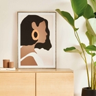 Quadro Decorativo Em Canvas Desenho Rosto Mulher 80x55 Cm - D