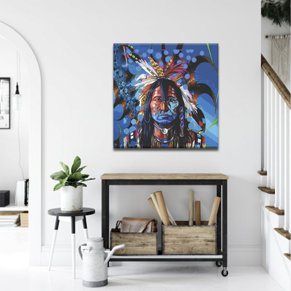 Quadro Decorativo Em Canvas Índio Americano - Pequeno