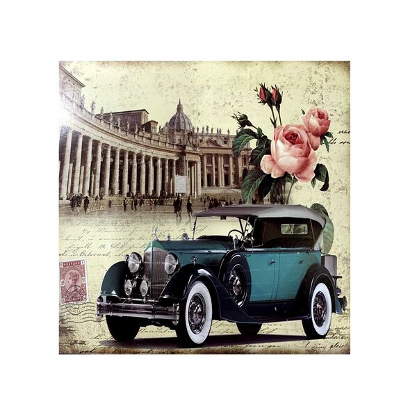 Quadro Decorativo Em Mdf Carro Vintage 24x24cm - D'rossi