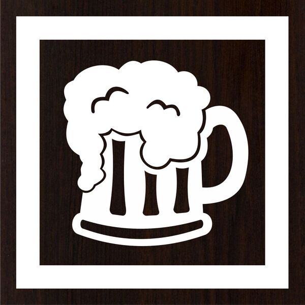 Quadro Decorativo em Mdf Tabaco com Aplique Formato Caneca de