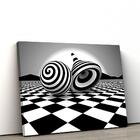 Quadro Decorativo Em Tecido Canvas 40x60cm Ilusao Optica Pret