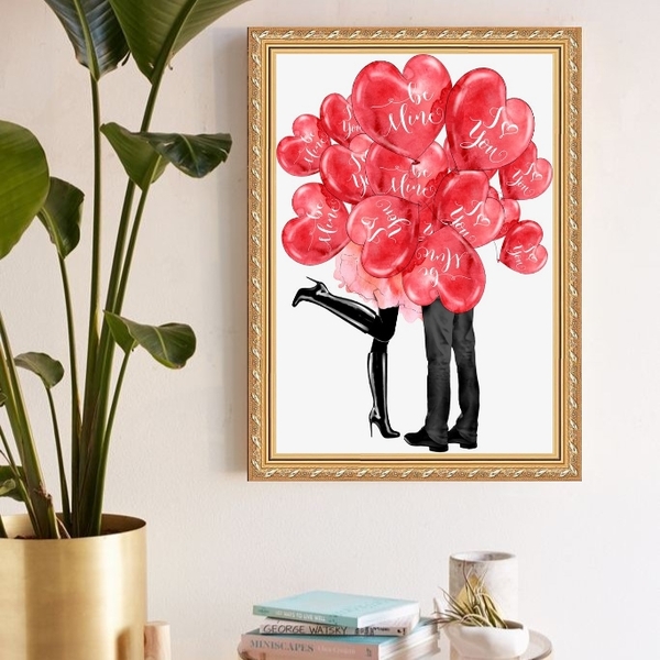 Quadro Decorativo Enamorados 24x18cm Moldura Preta