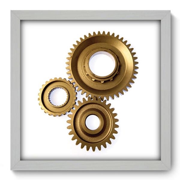 Quadro Decorativo - Engrenagens - 33cm X 33cm - 134qddb