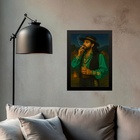 Quadro Decorativo Entidade Exú Cigano 24x18cm Moldura Branca