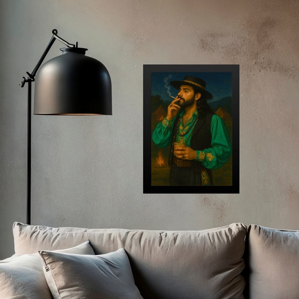 Quadro Decorativo Entidade Exú Cigano 33x24cm - Com Vidro Mol