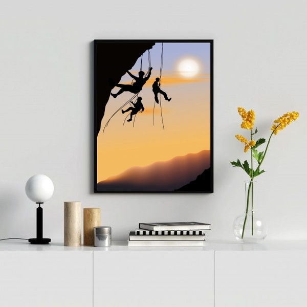 Quadro Decorativo Escalada Fotografia 33x24cm Moldura:madeira