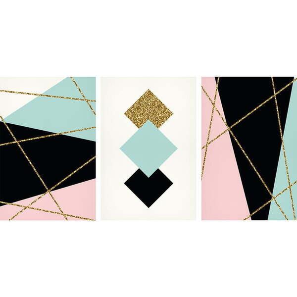 Quadro Decorativo Escandinavos Em Preto Verde E Rosa Suave 3