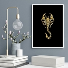 Quadro Decorativo Escorpião Dourado 24x18cm Moldura:madeira B