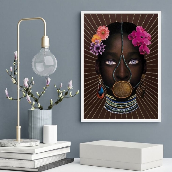 Quadro Decorativo Escrava Anastácia 33x24cm - Com Vidro Moldu