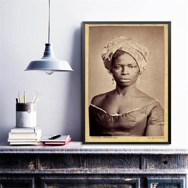 Quadro Decorativo Escrava Dandara Dos Palmares 45x34cm Moldur