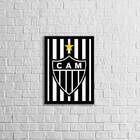 Quadro Decorativo Escudo Atlético Mg Fundo Listrado 45x34cm A