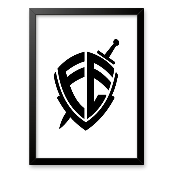 Quadro Decorativo Escudo Fé 24x18cm Moldura Branca