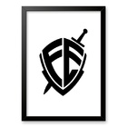 Quadro Decorativo Escudo Fé 33x24cm - Com Vidro Moldura Branca
