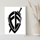 Quadro Decorativo Escudo Fé 33x24cm - Com Vidro Moldura Preta