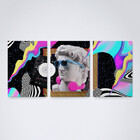 Quadro Decorativo Escultura Descolada Grega Com Oculos Tons A