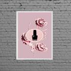 Quadro Decorativo Esmalte Com Flores 24x18cm - Com Vidro Mold