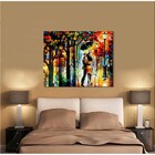 Quadro Decorativo Espatulado Casal Beijando Na Chuva 60x60