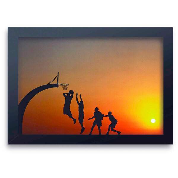 Quadro Decorativo Esporte Basquete Pôr Do Sol - 30x45cm