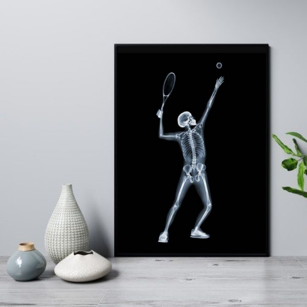 Quadro Decorativo Esporte Tênis 45x34cm Moldura:madeira Branca