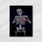 Quadro Decorativo Esqueleto Coração 24x18cm - Com Vidro Moldu