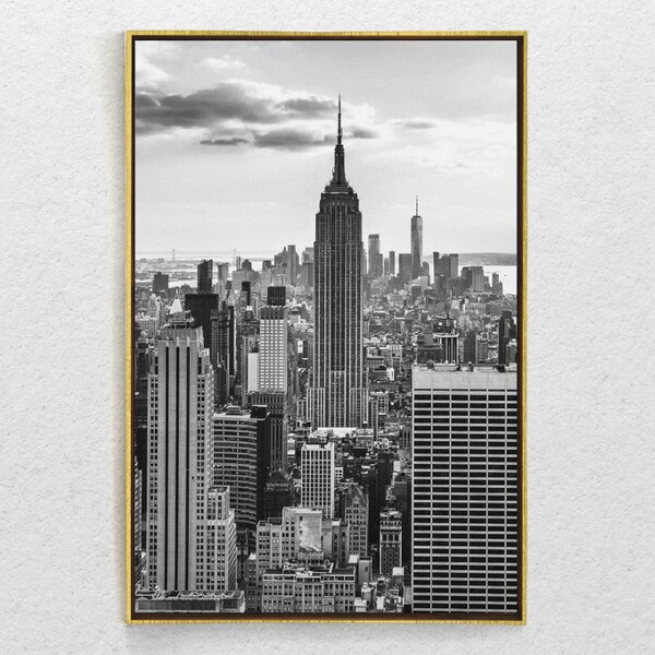 Quadro Decorativo Estado Do Império Tela Vertical Com Moldura