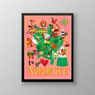 Quadro Decorativo Eu Amo Nordeste 24x18cm - Com Vidro Moldura