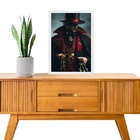 Quadro Decorativo Exu 7 Chaves 24x18cm - Com Vidro Moldura Br