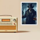 Quadro Decorativo Exu 7 Covas 33x24cm - Com Vidro Moldura Pre