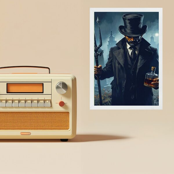 Quadro Decorativo Exu 7 Covas 45x34cm Moldura Branca