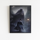 Quadro Decorativo Exú Capa Preta 33x24cm - Com Vidro Moldura: