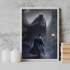 Quadro Decorativo Exú Capa Preta 33x24cm - Com Vidro Moldura: