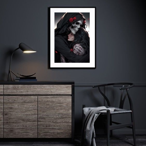 Quadro Decorativo Exu Caveira E Pombagira - 60x48cm Moldura:m