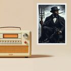 Quadro Decorativo Exu Gato Preto 33x24cm - Com Vidro Moldura