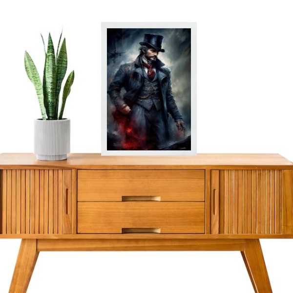 Quadro Decorativo Exu Veludo 24x18cm - Com Vidro Moldura Preta