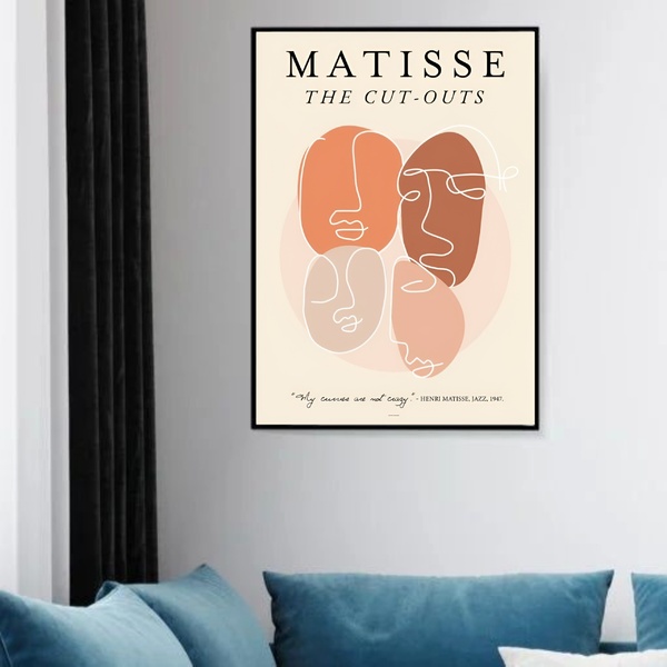 Quadro Decorativo Faces Matisse Minimalista Terra  - 70x50cm
