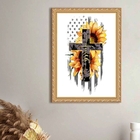 Quadro Decorativo Faith Girassois 45x34cm - Com Vidro Moldura