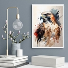 Quadro Decorativo Falcão Aquarela 45x34cm - Com Vidro Moldura