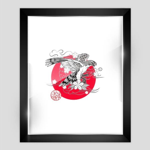 Quadro Decorativo Falção, Moldura Com Vidro Fine Art