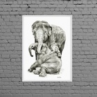 Quadro Decorativo Família Elefantes 45x34cm - Com Vidro Moldu