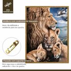 Quadro Decorativo Familia Leão 005 Moldura Em Madeira 30x42cm