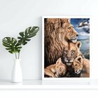 Quadro Decorativo Familia Leão 005 Moldura Em Madeira 30x42cm