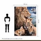 Quadro Decorativo Familia Leão 005 Moldura Em Madeira 30x42cm