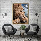 Quadro Decorativo Familia Leão 005 Moldura Em Madeira 40x60cm