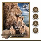 Quadro Decorativo Familia Leão 005 Moldura Em Madeira 40x60cm