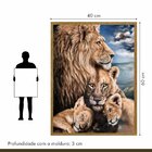 Quadro Decorativo Familia Leão 005 Moldura Em Madeira 40x60cm
