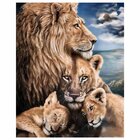 Quadro Decorativo Familia Leão 005 Moldura Em Madeira 60x80cm