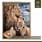 Quadro Decorativo Familia Leão 005 Moldura Em Madeira Com Vid