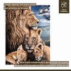 Quadro Decorativo Familia Leão 005 Moldura Em Madeira Com Vid