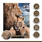Quadro Decorativo Familia Leão 005 Moldura Em Madeira Com Vid