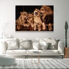 Quadro Decorativo Família Quatro Leões Horizontal Sem Moldura